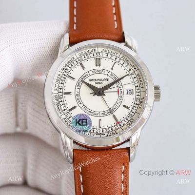 TW Factory Swiss Grade Patek Philippe Complications Weekly Calendar Watch Brown Leather band